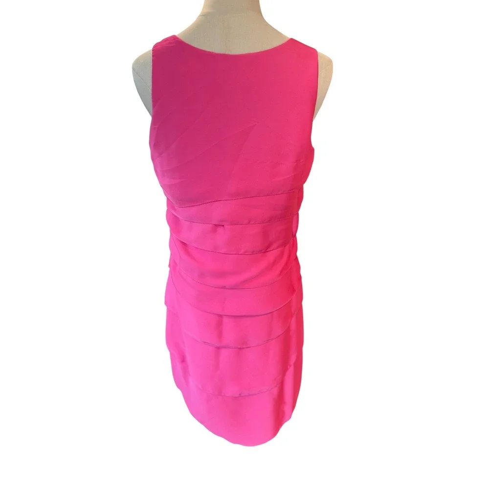 Michael Kors Shocking Pink Tiered Sleeveless‎ Cocktail Dress Size 6 NWT